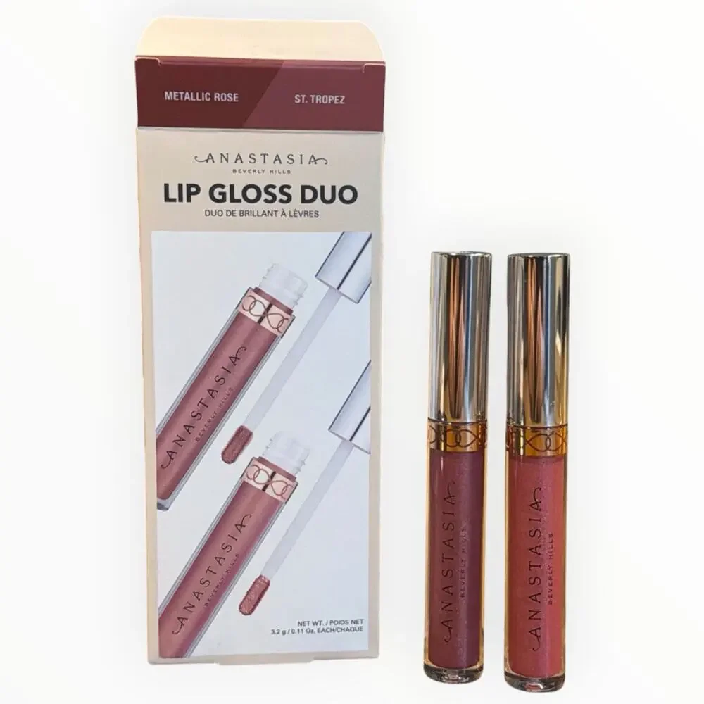 Anastasia Beverly Hills Lip Gloss Duo METALLIC ROSE & ST TROPEZ DISCONTINUED NIB